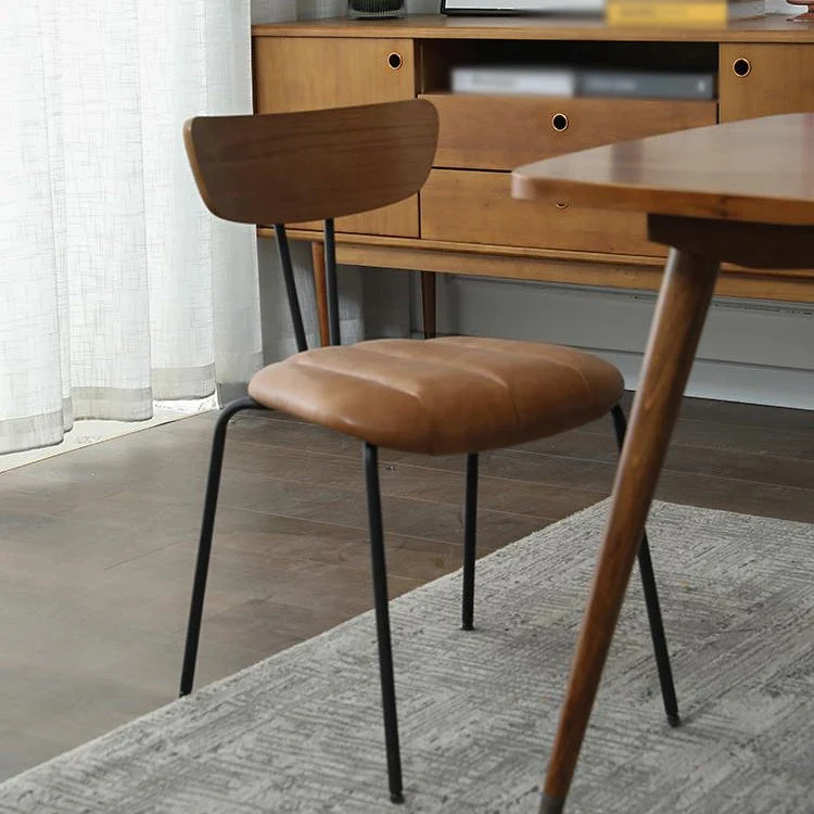Sedia da pranzo laterale imbottita senza braccioli stile industriale con schienale aperto (set di 2) Clearhalo