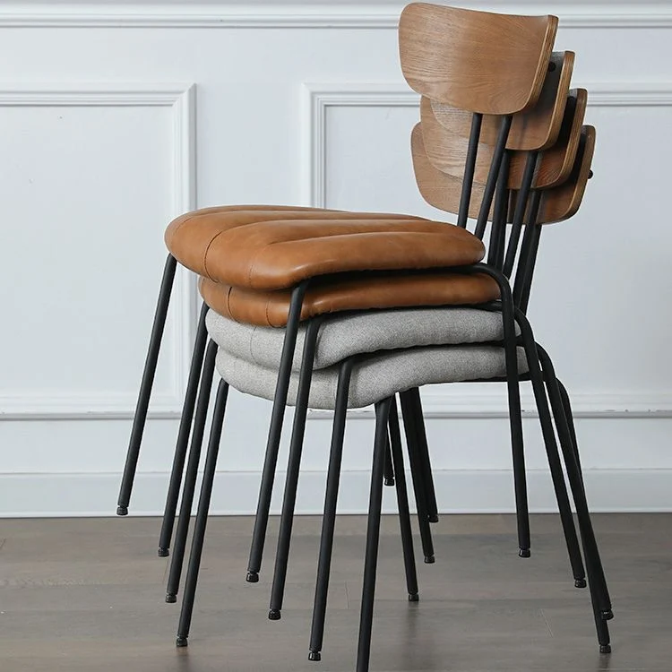 Sedia da pranzo laterale imbottita senza braccioli stile industriale con schienale aperto (set di 2) Clearhalo