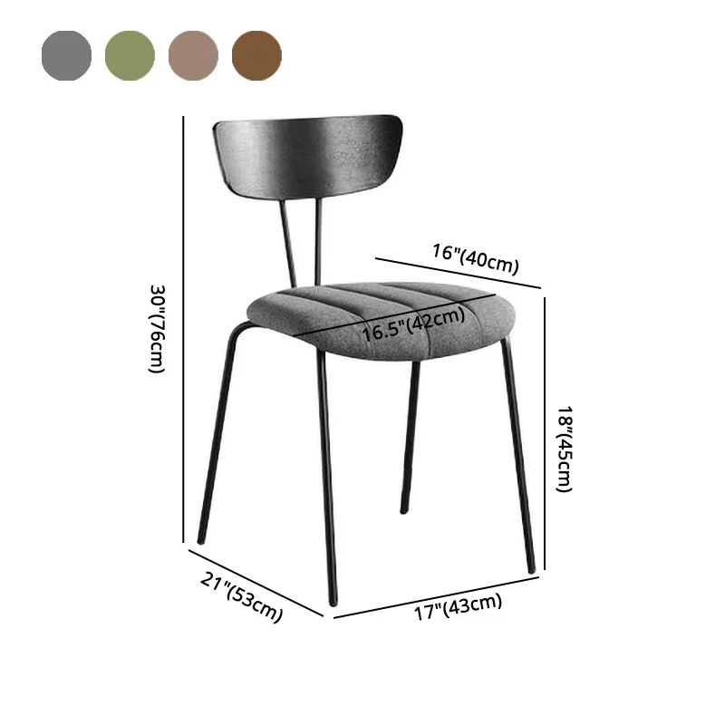 Sedia da pranzo laterale imbottita senza braccioli stile industriale con schienale aperto (set di 2) Clearhalo