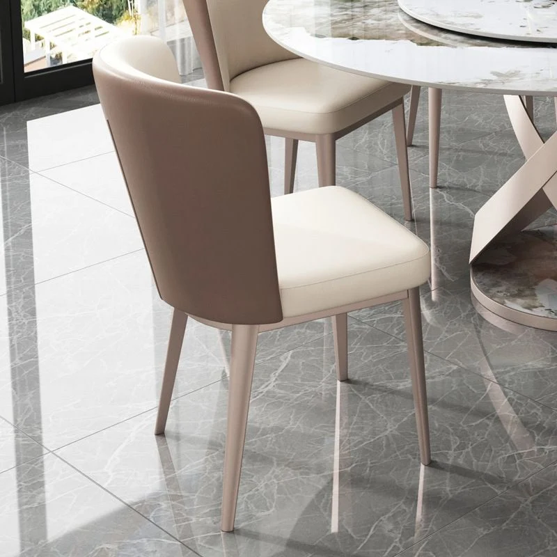 Sedia da pranzo laterale imbottita senza braccioli, con schienale alto, beige Clearhalo