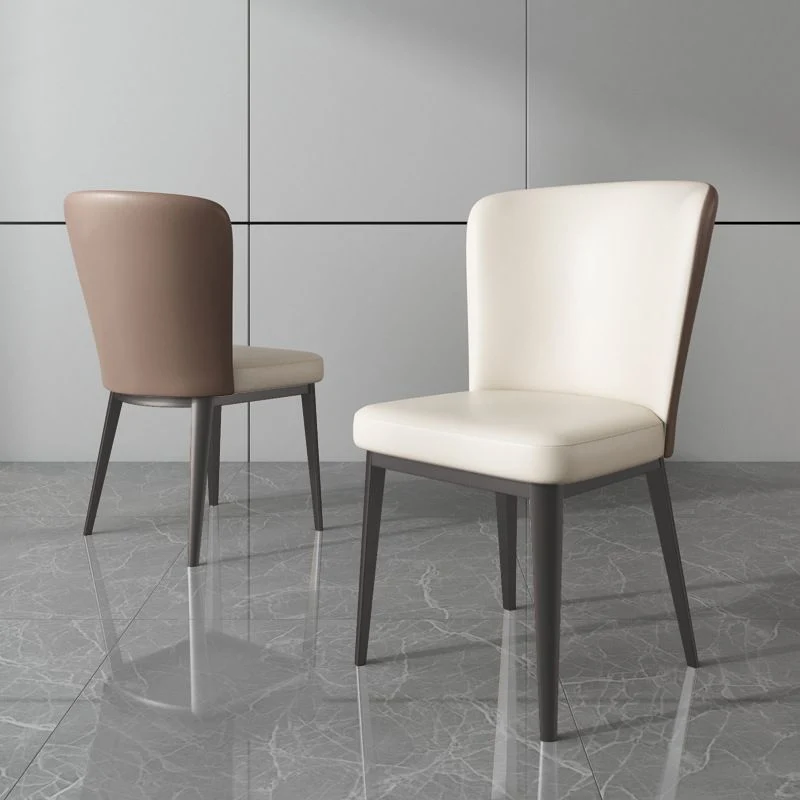 Sedia da pranzo laterale imbottita senza braccioli, con schienale alto, beige Clearhalo