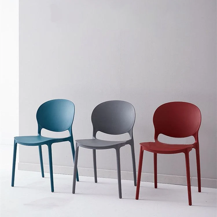 Sedia da pranzo laterale impilabile plastica stile moderno con schienale aperto (set di 4) Clearhalo