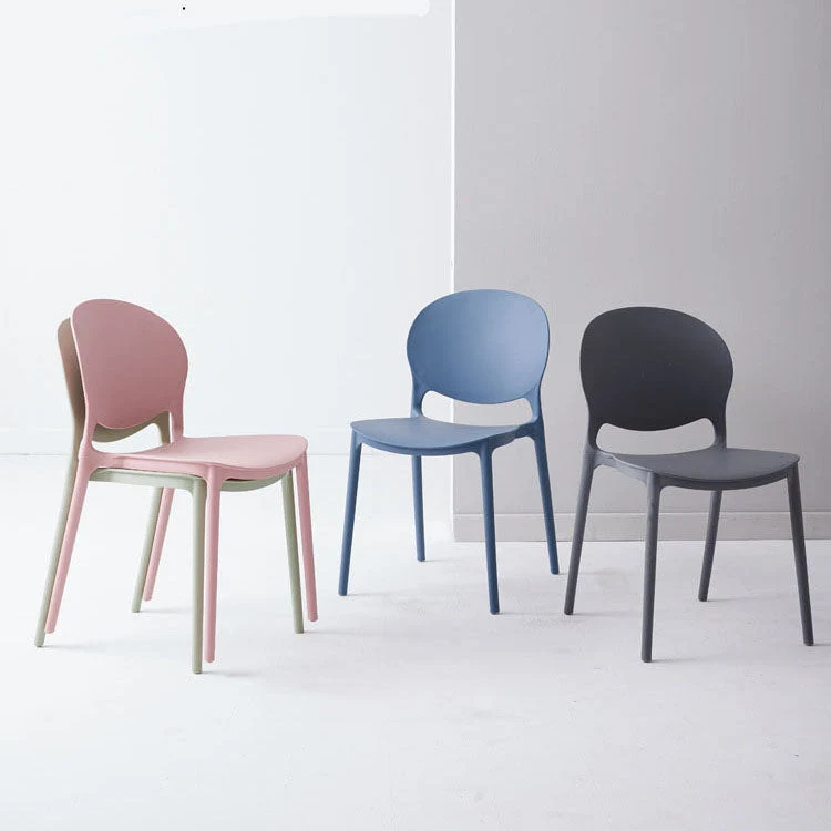 Sedia da pranzo laterale impilabile plastica stile moderno con schienale aperto (set di 4) Clearhalo