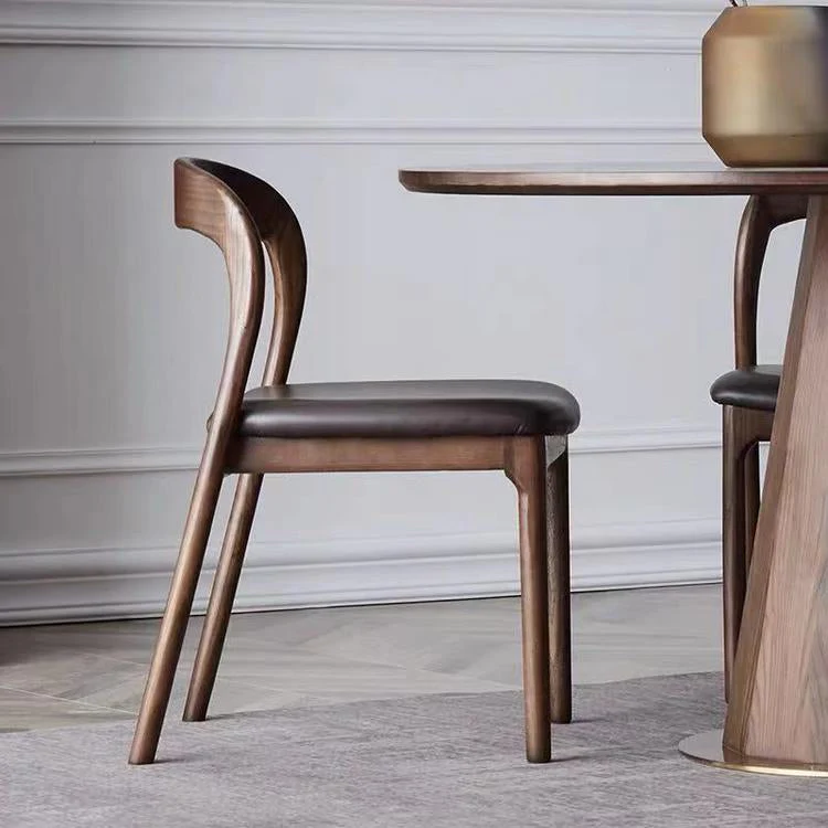 Sedia da pranzo laterale legno stile fattoria, sedia senza braccioli con schienale massiccio per uso domestico Clearhalo