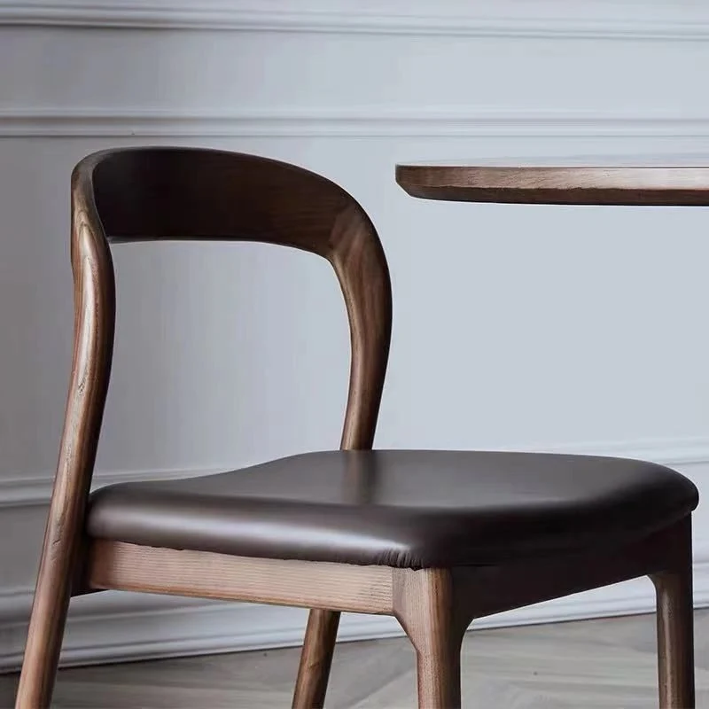 Sedia da pranzo laterale legno stile fattoria, sedia senza braccioli con schienale massiccio per uso domestico Clearhalo