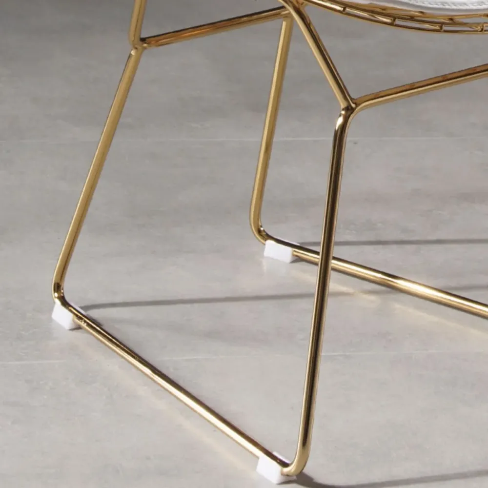 Sedia da pranzo laterale metallo glamour. Sedia imbottita senza braccioli con schienale incrociato Clearhalo
