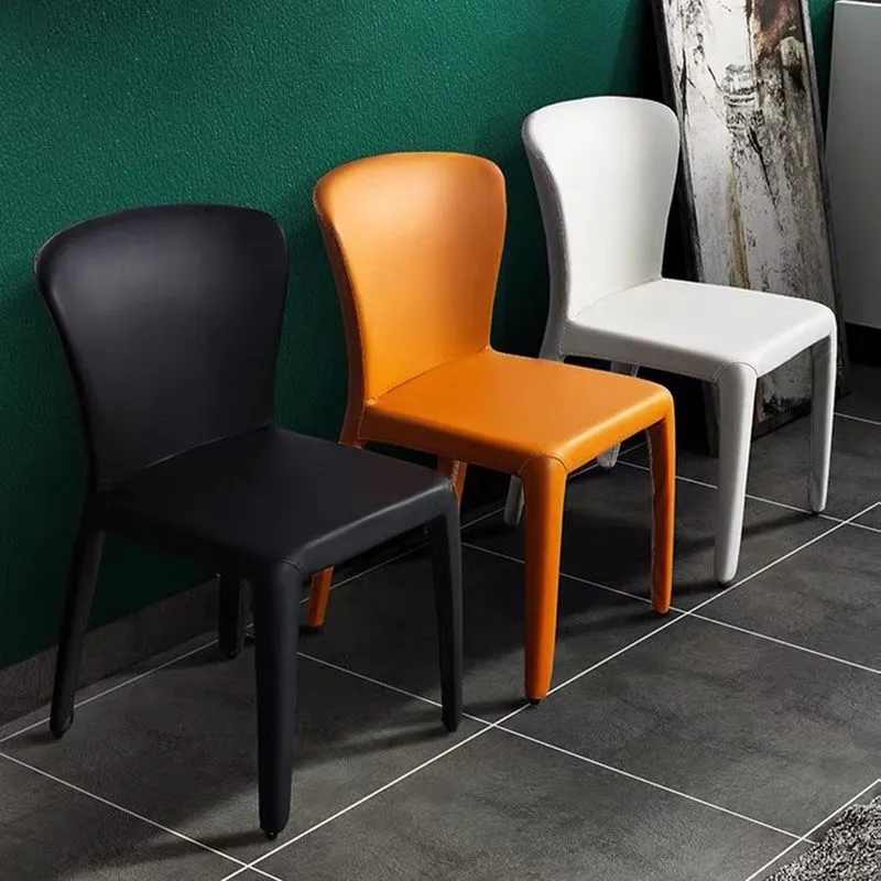 Sedia da pranzo laterale metallo stile moderno, sedie laterali senza braccioli per cucina Clearhalo