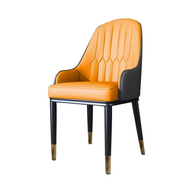Sedia da pranzo laterale metallo stile scandinavo per sala da pranzo, schienale imbottito massello con braccioli Clearhalo