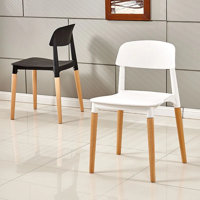 Sedia da pranzo laterale moderna bianca con apertura sullo schienale Sedia da pranzo laterale da cucina legno Clearhalo