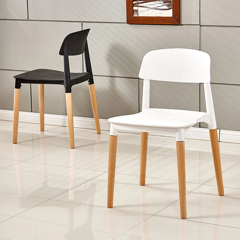 Sedia da pranzo laterale moderna bianca con apertura sullo schienale Sedia da pranzo laterale da cucina legno Clearhalo