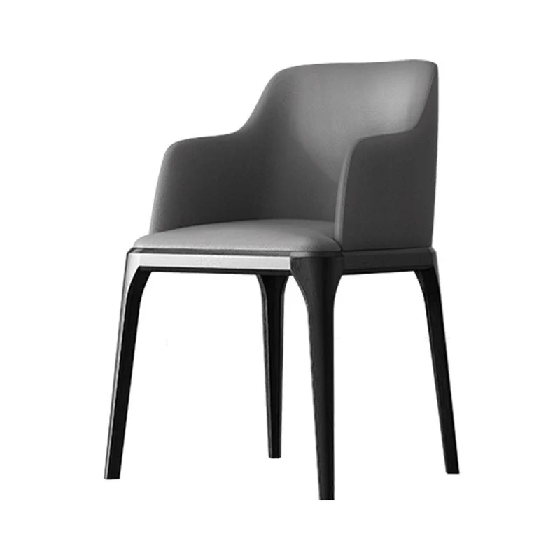 Sedia da pranzo laterale moderna pelle quadrata per cucina con gambe legno Clearhalo
