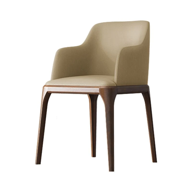 Sedia da pranzo laterale moderna pelle quadrata per cucina con gambe legno Clearhalo