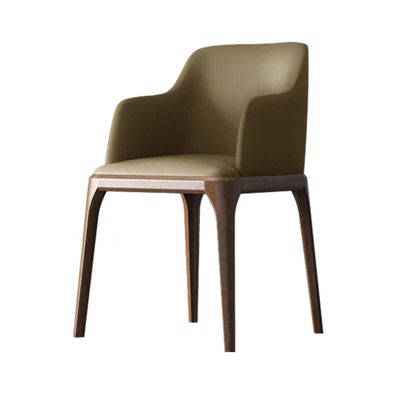 Sedia da pranzo laterale moderna pelle quadrata per cucina con gambe legno Clearhalo