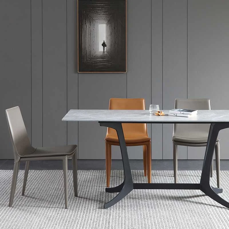 Sedia da pranzo laterale Parson da cucina pelle PU contemporanea Clearhalo