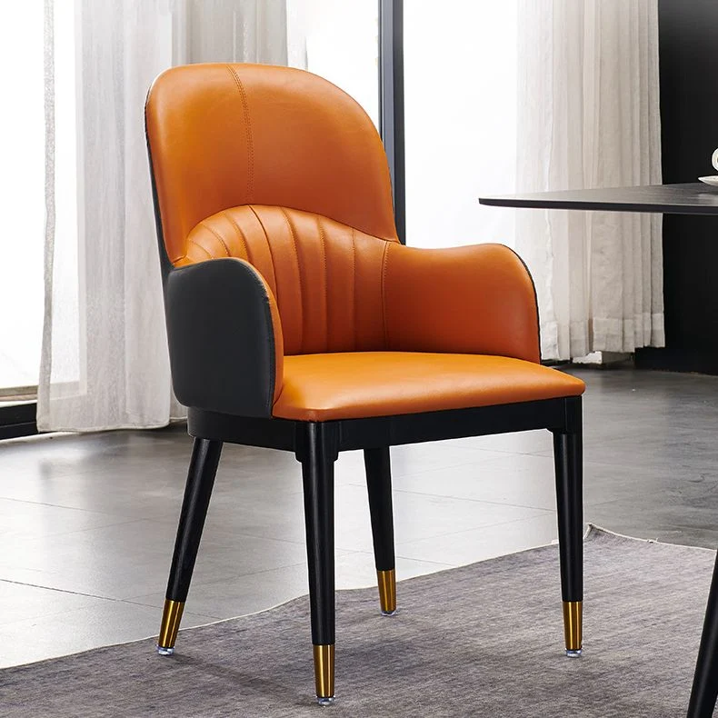 Sedia da pranzo laterale pelle dal design contemporaneo, con schienale massiccio, per uso domestico Clearhalo