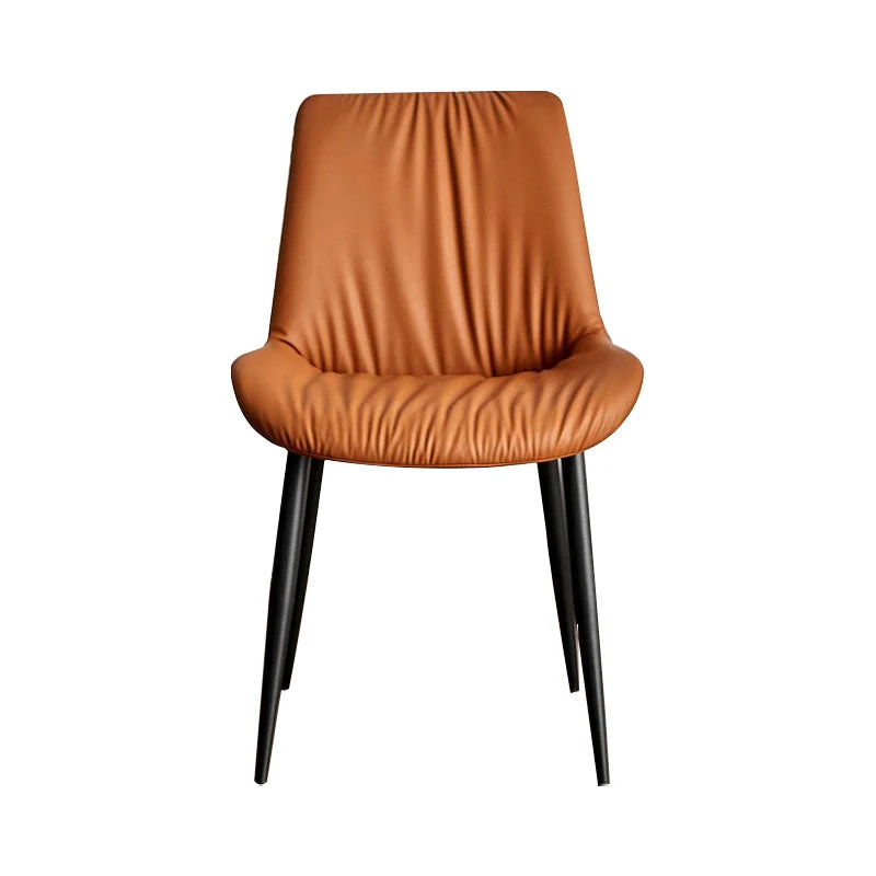 Sedia da pranzo laterale pelle dal design scandinavo per la casa, sedia con schienale massiccio senza braccioli Clearhalo