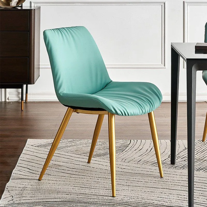 Sedia da pranzo laterale pelle dal design scandinavo per la casa, sedia con schienale massiccio senza braccioli Clearhalo