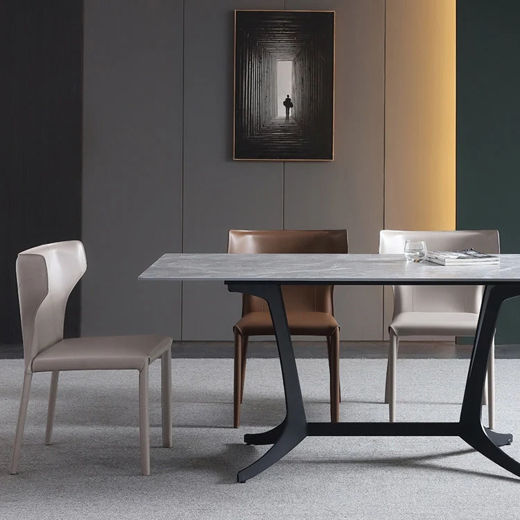 Sedia da pranzo laterale pelle di stile designer Sedia da pranzo con schienale alto per uso domestico Clearhalo