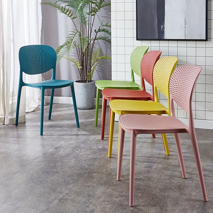 Sedia da pranzo laterale per uso domestico plastica con schienale aperto stile contemporaneo Clearhalo