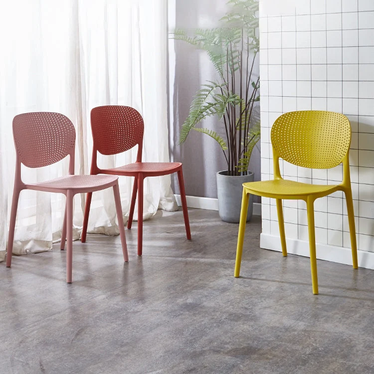 Sedia da pranzo laterale per uso domestico plastica con schienale aperto stile contemporaneo Clearhalo