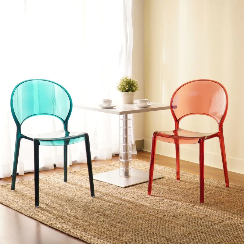 Sedia da pranzo laterale plastica colorata stile nordico per uso domestico Clearhalo