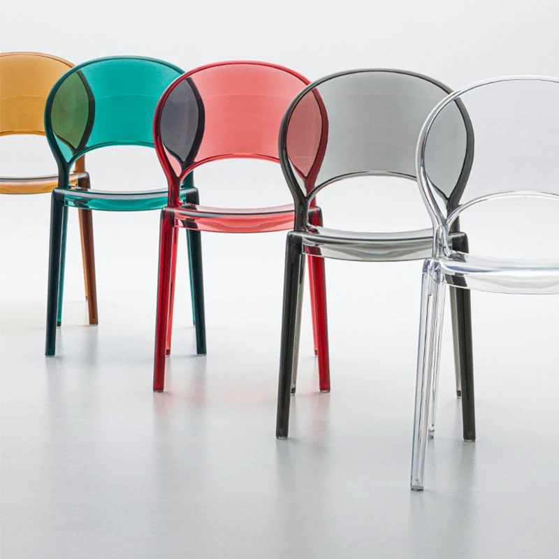 Sedia da pranzo laterale plastica colorata stile nordico per uso domestico Clearhalo