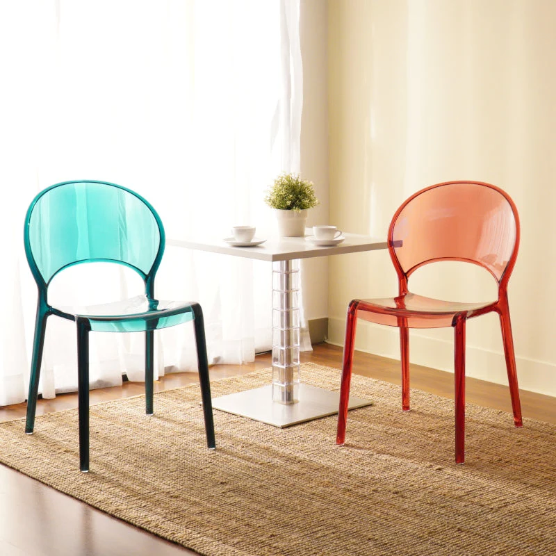 Sedia da pranzo laterale plastica colorata stile nordico per uso domestico Clearhalo