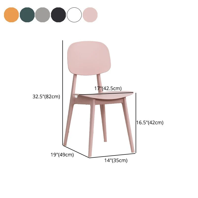 Sedia da pranzo laterale plastica con schienale aperto e sedia senza braccioli stile nordico (set di 2/4) Clearhalo