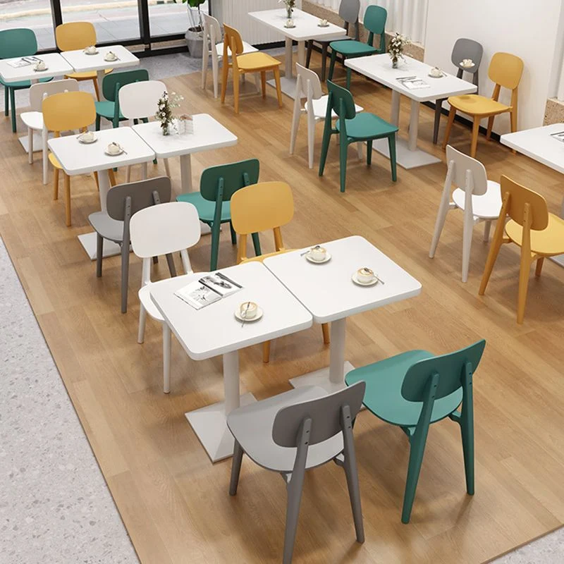 Sedia da pranzo laterale plastica con schienale aperto e sedia senza braccioli stile nordico (set da 3/6) Clearhalo
