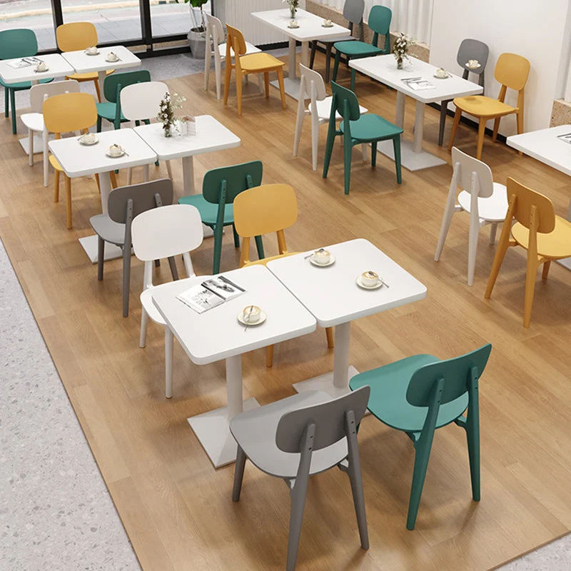 Sedia da pranzo laterale plastica con schienale aperto e sedia senza braccioli stile nordico (set da 3/6) Clearhalo