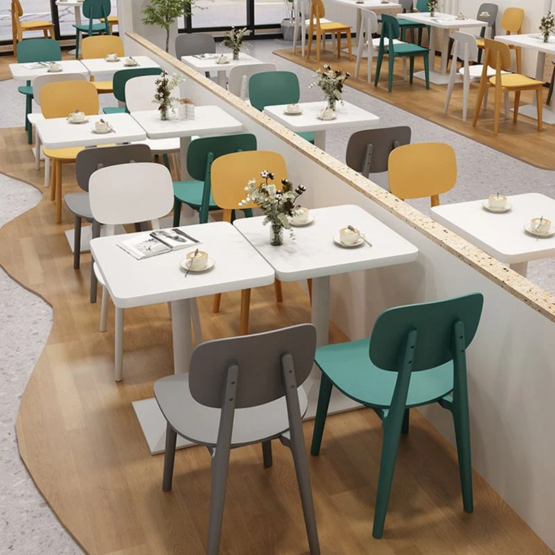 Sedia da pranzo laterale plastica con schienale aperto e sedia senza braccioli stile nordico (set da 3/6) Clearhalo