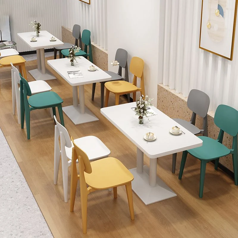Sedia da pranzo laterale plastica con schienale aperto e sedia senza braccioli stile nordico (set da 3/6) Clearhalo