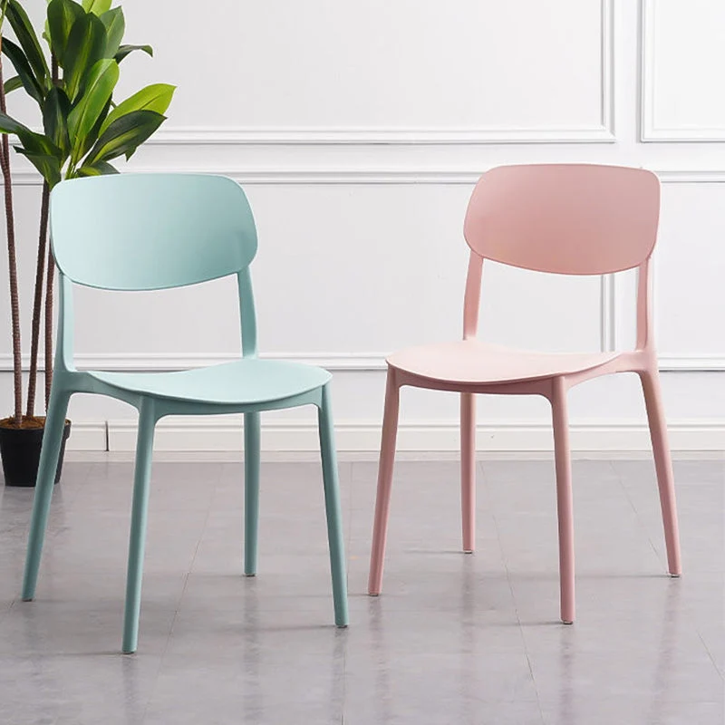 Sedia da pranzo laterale plastica senza braccioli con schienale aperto per uso domestico Clearhalo