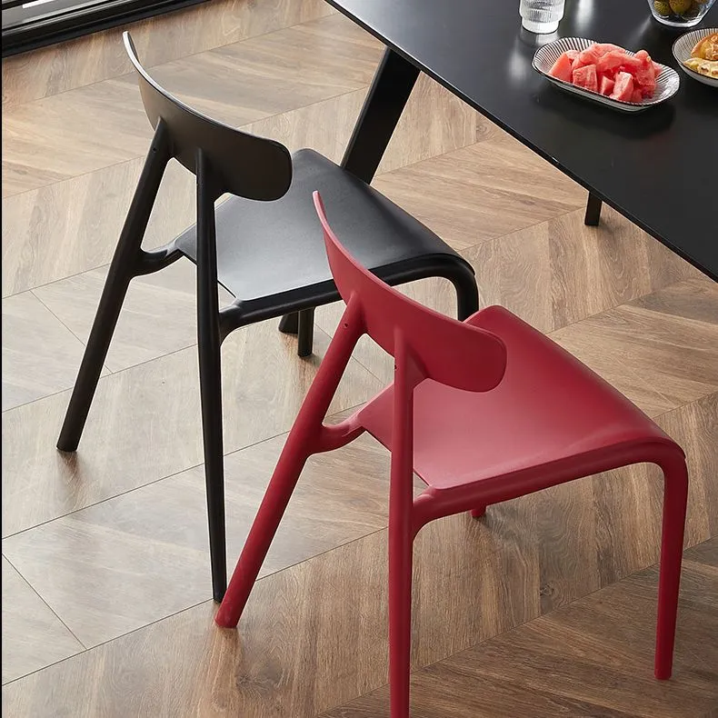 Sedia da pranzo laterale plastica stile minimalista, senza braccioli, con schienale aperto, per uso domestico Clearhalo