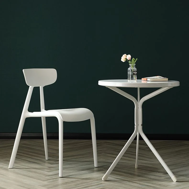 Sedia da pranzo laterale plastica stile minimalista, senza braccioli, con schienale aperto, per uso domestico Clearhalo
