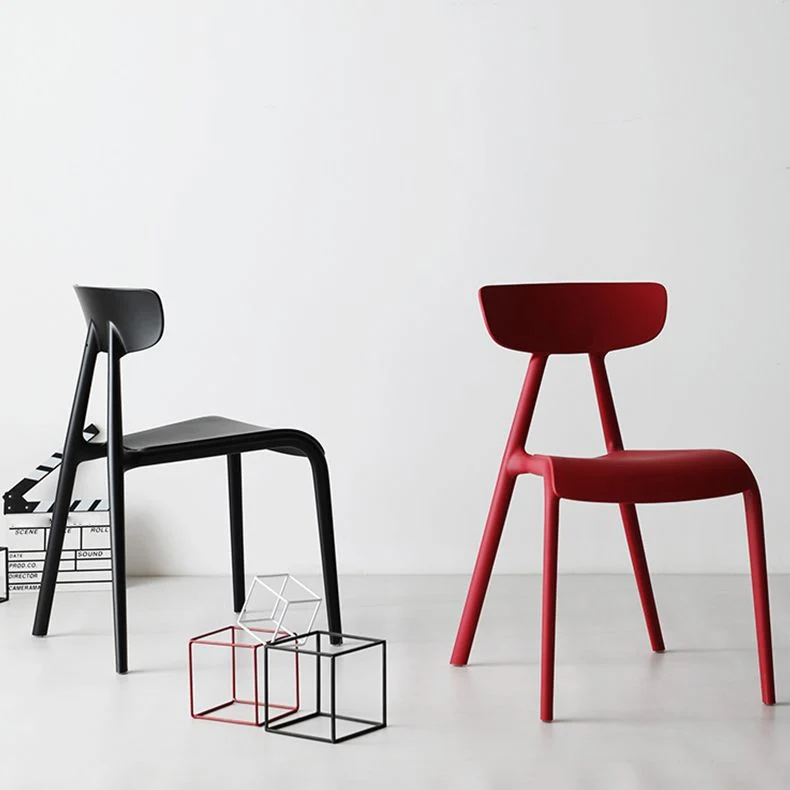 Sedia da pranzo laterale plastica stile minimalista, senza braccioli, con schienale aperto, per uso domestico Clearhalo