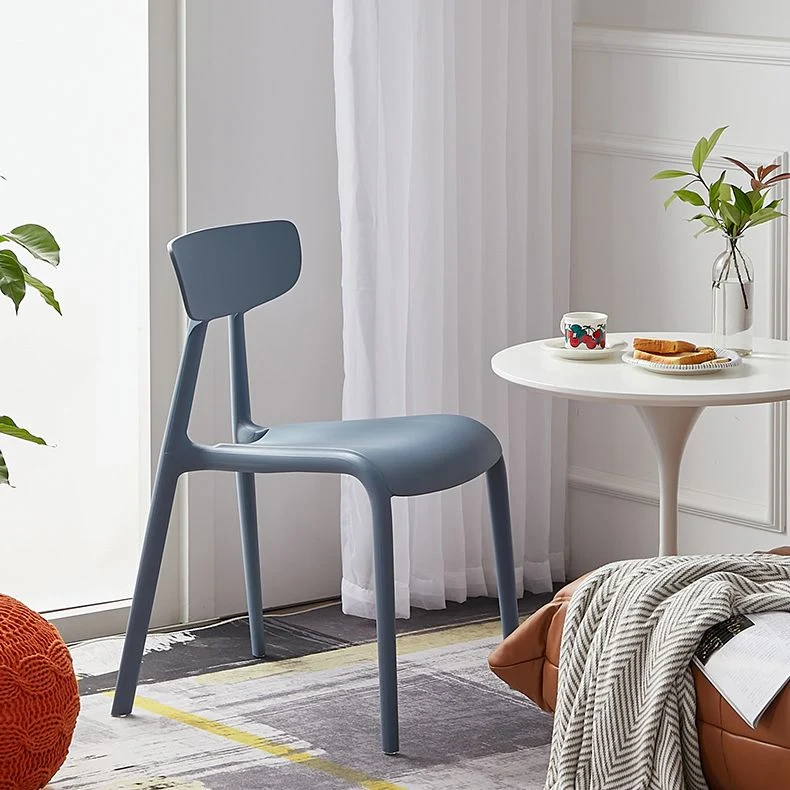 Sedia da pranzo laterale plastica stile minimalista, senza braccioli, con schienale aperto, per uso domestico Clearhalo
