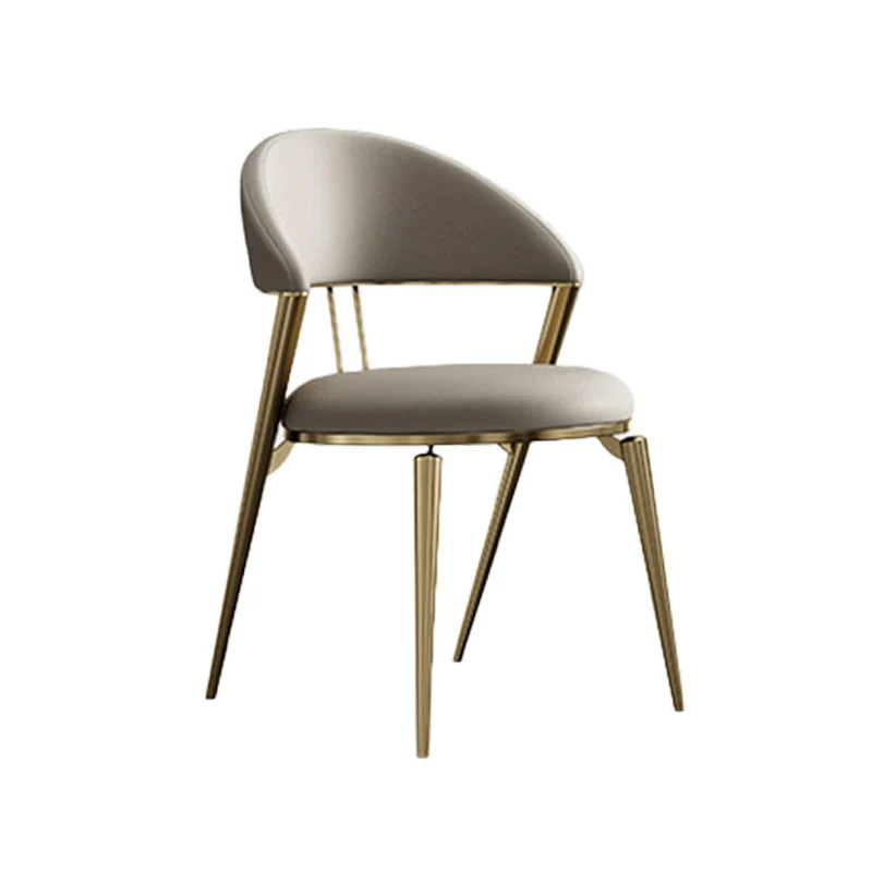 Sedia da pranzo laterale stile glam con schienale aperto ecopelle e base metallo Clearhalo