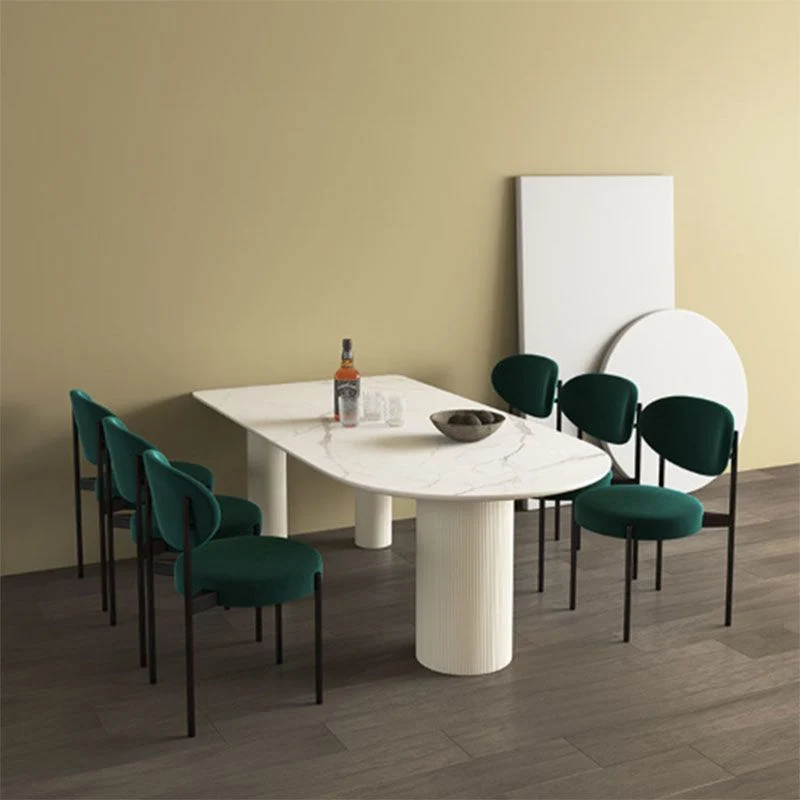 Sedia da pranzo laterale stile moderno metallo con schienale aperto e imbottitura Clearhalo