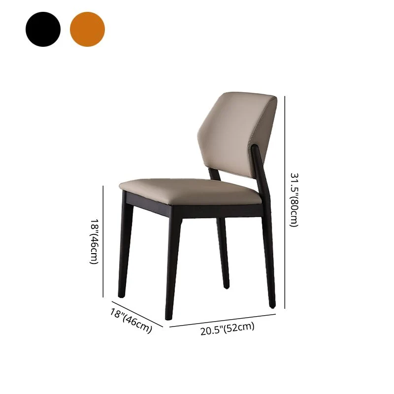 Sedia da pranzo laterale stile scandinavo con schienale aperto Sedie da pranzo pelle PU (set di 2) Clearhalo
