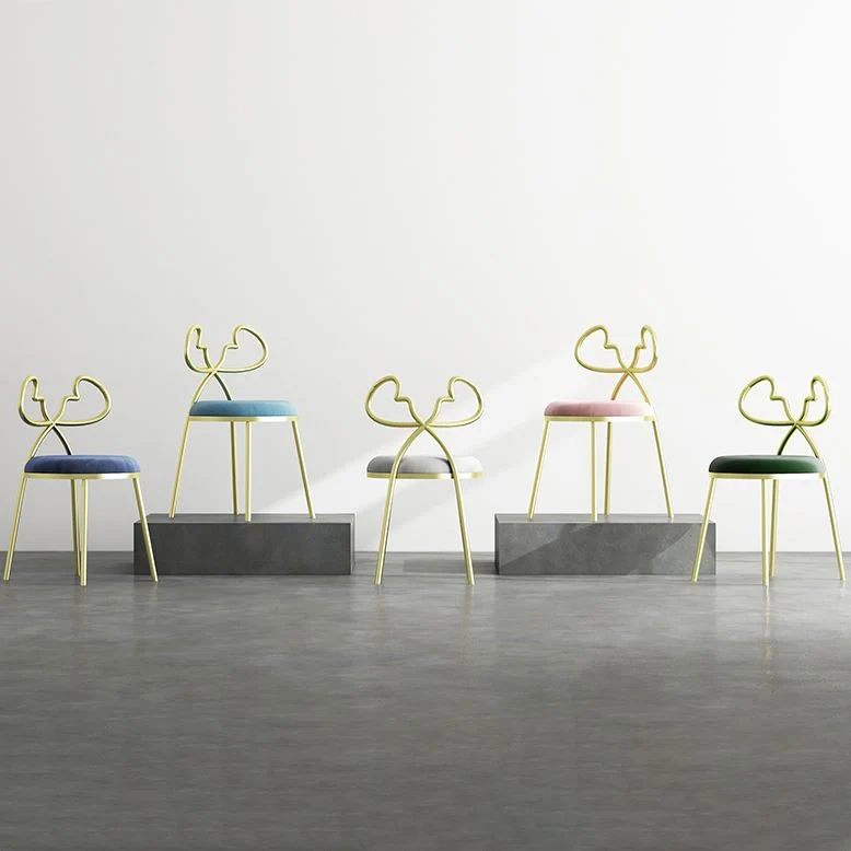 Sedia da pranzo laterale tessuto Sedie da pranzo dal design nordico senza braccioli con schienale aperto Clearhalo