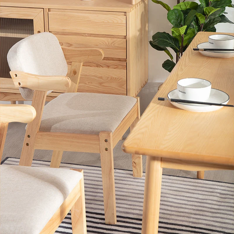 Sedia da pranzo legno massello Sedia con braccioli con schienale aperto stile moderno per sala da pranzo Clearhalo