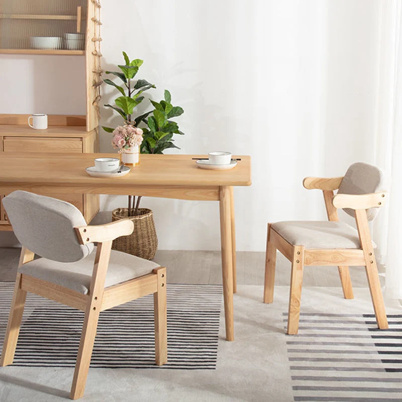 Sedia da pranzo legno massello Sedia con braccioli con schienale aperto stile moderno per sala da pranzo Clearhalo