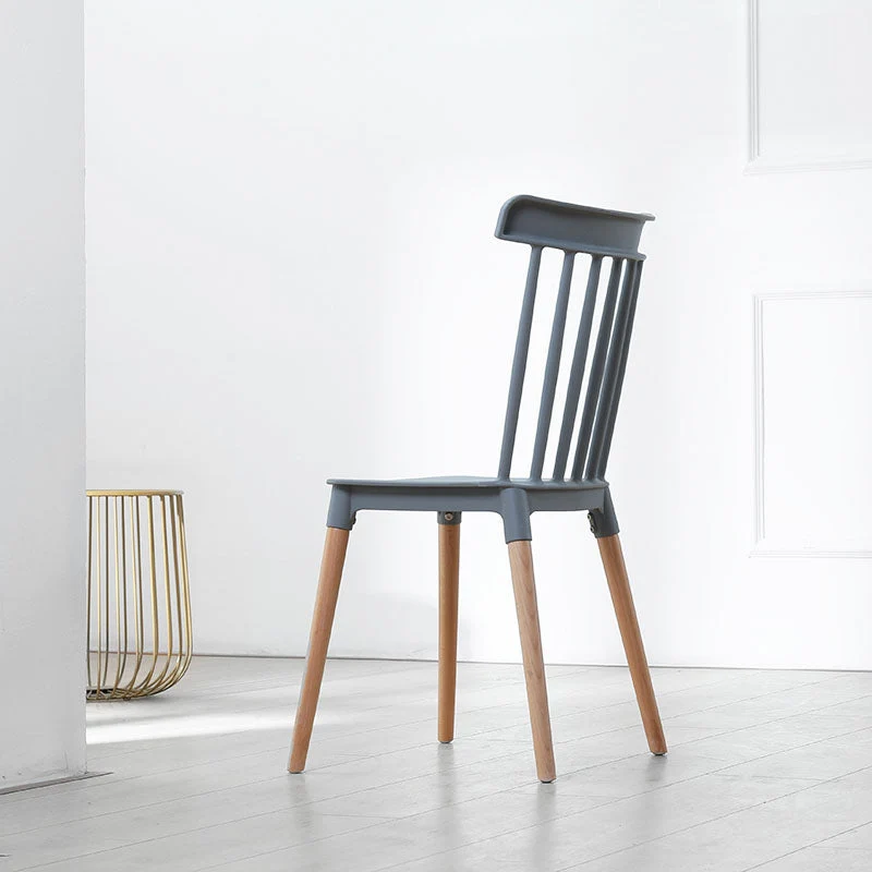 Sedia da pranzo legno stile nordico, sedia laterale impilabile con schienale doghe per uso domestico Clearhalo