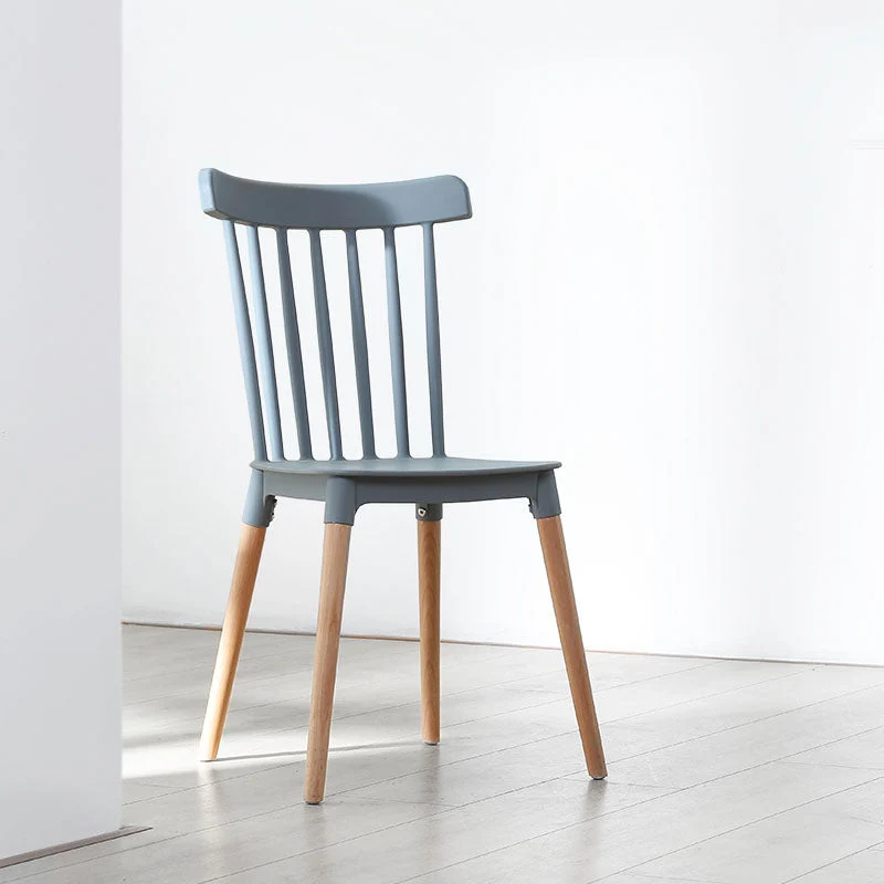 Sedia da pranzo legno stile nordico, sedia laterale impilabile con schienale doghe per uso domestico Clearhalo