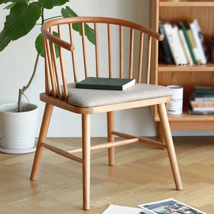 Sedia da pranzo legno stile scandinavo per sala da pranzo, poltrona con braccioli con schienale Windsor Clearhalo