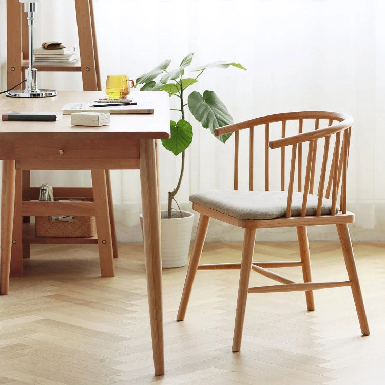 Sedia da pranzo legno stile scandinavo per sala da pranzo, poltrona con braccioli con schienale Windsor Clearhalo