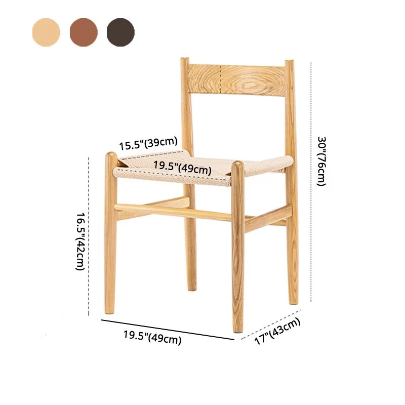 Sedia da pranzo legno stile scandinavo Sedia da pranzo laterale per patio con schienale aperto Clearhalo