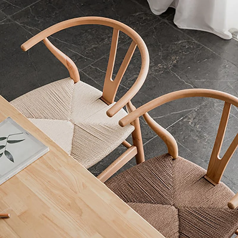 Sedia da pranzo legno stile scandinavo Sedia da sala da pranzo Wishbone con bracciolo Clearhalo