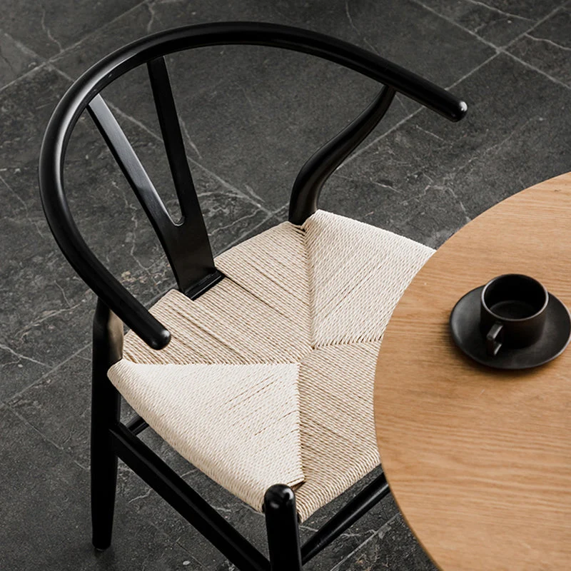Sedia da pranzo legno stile scandinavo Sedia da sala da pranzo Wishbone con bracciolo Clearhalo